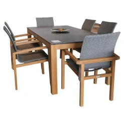 Essgruppe Teak Tischplatte Dektron Farbe Lava Anthrazit