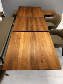 Essgruppe Terso Esstisch Nussbaum Rustikal Massiv 3 Stuhlsessel 1 Bank Leder Colorado Pistazie