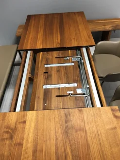 Essgruppe Terso Esstisch Nussbaum Rustikal Massiv 3 Stuhlsessel 1 Bank Leder Colorado Pistazie