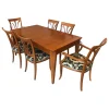 Essgruppe Tisch 3282 Kirschbaumfarbig Antik Mit Auszug Inklusive 6 Stühlen Milano Kirschbaumfarbig Antik Sitzbezug Stoff S3021 Musterung Beige Schwarz