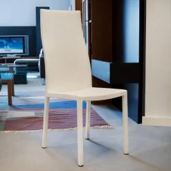 Essgruppe Tisch Chat Lack Weiß Glas Weiß Ausziehbar mit 4 Stühlen Weiß