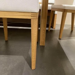 Essgruppe Vicenza Bank 3 Stühle Leder Weiß Tisch Eiche Massiv Geölt