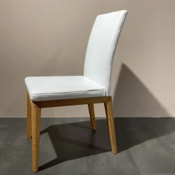 Essgruppe Vicenza Bank 3 Stühle Leder Weiß Tisch Eiche Massiv Geölt