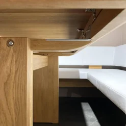 Essgruppe Vicenza Bank 3 Stühle Leder Weiß Tisch Eiche Massiv Geölt