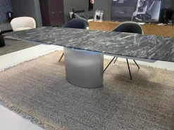 Esstisch 1224 Adler II Paradiso Aktion Steinplatte Fuß Edelstahl Poliert mit Auszug