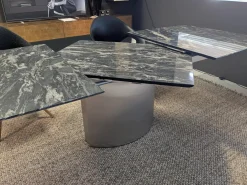 Esstisch 1224 Adler II Paradiso Aktion Steinplatte Fuß Edelstahl Poliert mit Auszug