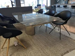 Esstisch 1224 Adler II Paradiso Aktion Steinplatte Fuß Edelstahl Poliert mit Auszug