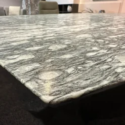 Esstisch 1224 Adler II Stein Bootsförmig PG 2 Grigio Beola Sockel Edelstahl Oval Tischplatte Ausziehbar