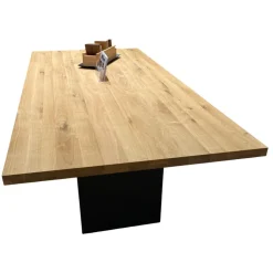 Esstisch 3110.1.2.220.1 Platte Astige Eiche Gestell Rohstahl Schwarz Mit 2 Klappeinlagen