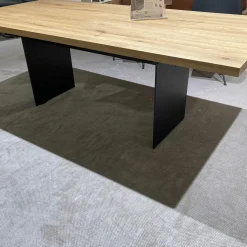 Esstisch 3110.1.2.220.1 Platte Astige Eiche Gestell Rohstahl Schwarz Mit 2 Klappeinlagen