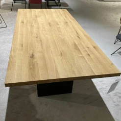 Esstisch 3110.1.2.220.1 Platte Astige Eiche Gestell Rohstahl Schwarz Mit 2 Klappeinlagen