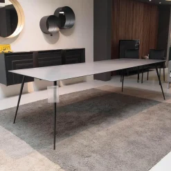 Esstisch Spillo Platte Portland Grau Gestell Schwarz