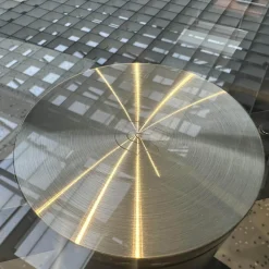 Esstisch 1136 Titan Platte Glas Klar Bombiert Sockel 4 Stahl Schwarz Beschichtet Bombiert