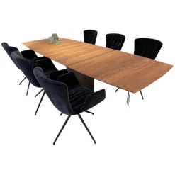 Esstisch Adler 1224 Platte Amerikanischer Nussbaum Natur Gewachst Sockel Oval Bronze Mit Auszug Und Rollen