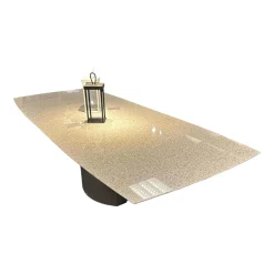 Esstisch Adler 1224 Platte Granit Polar Poliert Grau Sockel Oval Edelstahl Matt Geschliffen Ohne Rollen