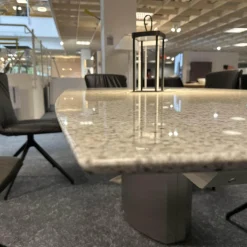 Esstisch Adler 1224 Platte Granit Polar Poliert Grau Sockel Oval Edelstahl Matt Geschliffen Ohne Rollen