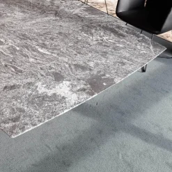 Esstisch Adler ll Platte Gneis Silver Paradiso Grau Geledert Sockel Oval Schwarz Beschichtet Ohne Rollen