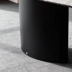 Esstisch Adler ll Platte Gneis Silver Paradiso Grau Geledert Sockel Oval Schwarz Beschichtet Ohne Rollen