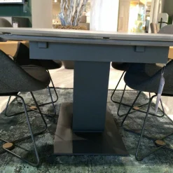 Esstisch Alva 3110W-1555 Tischplatte Birke Massiv Gestell Metall Anthrazit mit Auszug