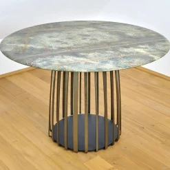 Esstisch Basket Stein Platte Rainforest Green Grün Gestell Messinglasur Bronze