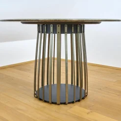 Esstisch Basket Stein Platte Rainforest Green Grün Gestell Messinglasur Bronze