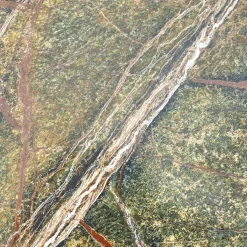 Esstisch Basket Stein Platte Rainforest Green Grün Gestell Messinglasur Bronze