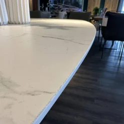 Esstisch Belia Stein Dekton Natural Aura Gestell Blau Grau RAL 7031 Blue Grey