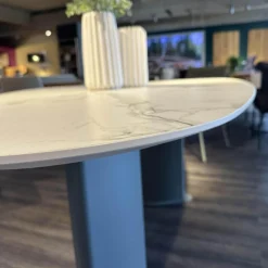 Esstisch Belia Stein Dekton Natural Aura Gestell Blau Grau RAL 7031 Blue Grey