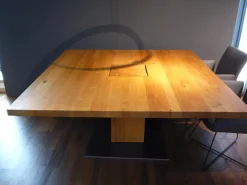 Esstisch Boss Executive Quadrat 3 Massivholz Eiche Geölt Bodenplatte Natureisen Matt Transparent Lackiert