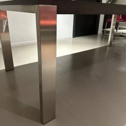 Esstisch Bridge Tischplatte Hpl Duropal Open Ovid Muskat RVS 37011 Schwarz Braun Gestell Metall Chrom