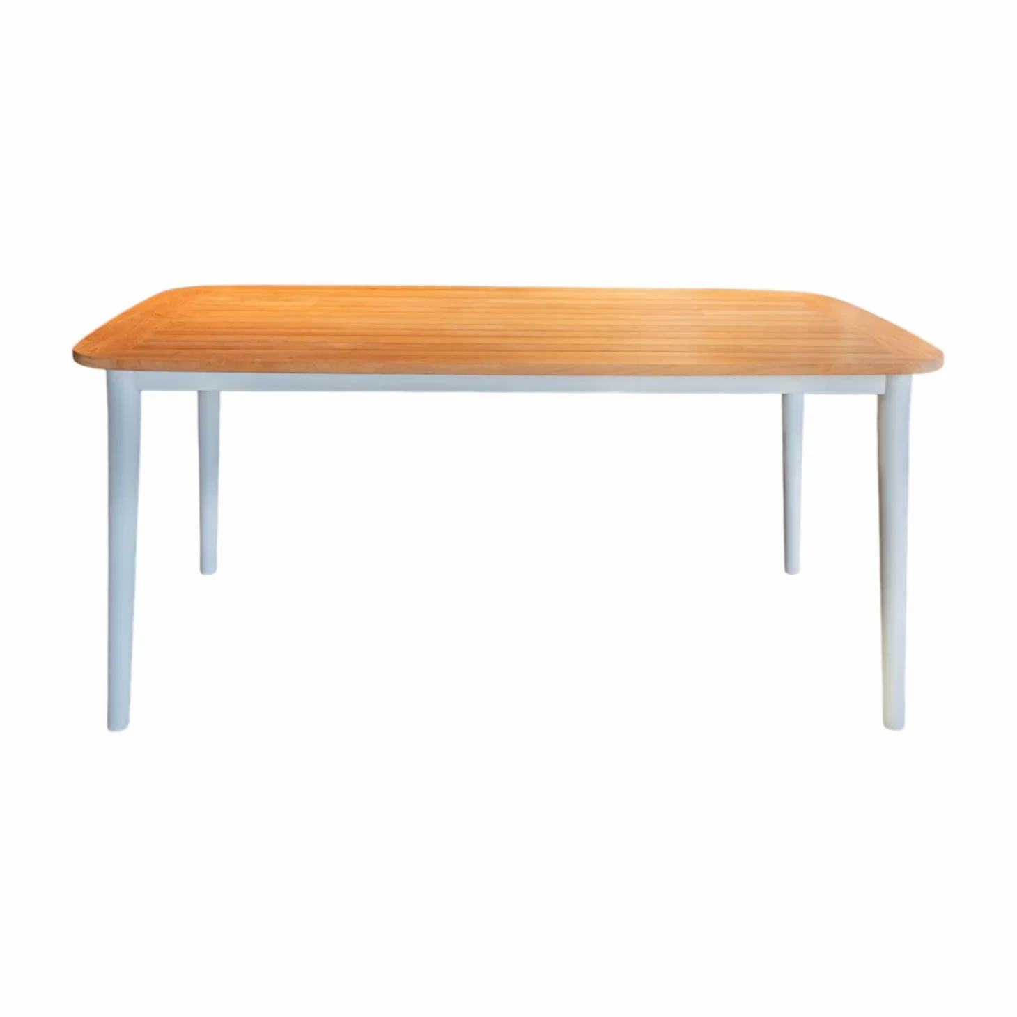 Esstisch Charlie Outdoor Platte Teakholz Gestell Aluminium Weiß Pulverbeschichtet