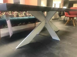 Esstisch Denver Chicago Eiche Rustikal Shadow 240 x 100 Fuß Metall Weiß Antik