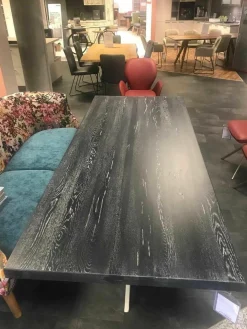 Esstisch Denver Chicago Eiche Rustikal Shadow 240 x 100 Fuß Metall Weiß Antik