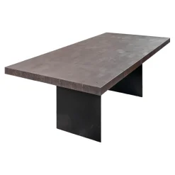 Esstisch Duo Brandeiche Schwarz Strukturiert Und Gebürstet Geölte HolzausführungHirnholzblöcke Schwarz Füße Stahl Pulverbeschichtet Schwarz