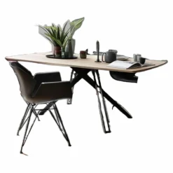 Esstisch Erik Astige Eiche Bianco Geölt Gestell Mikado Metall Schwarz