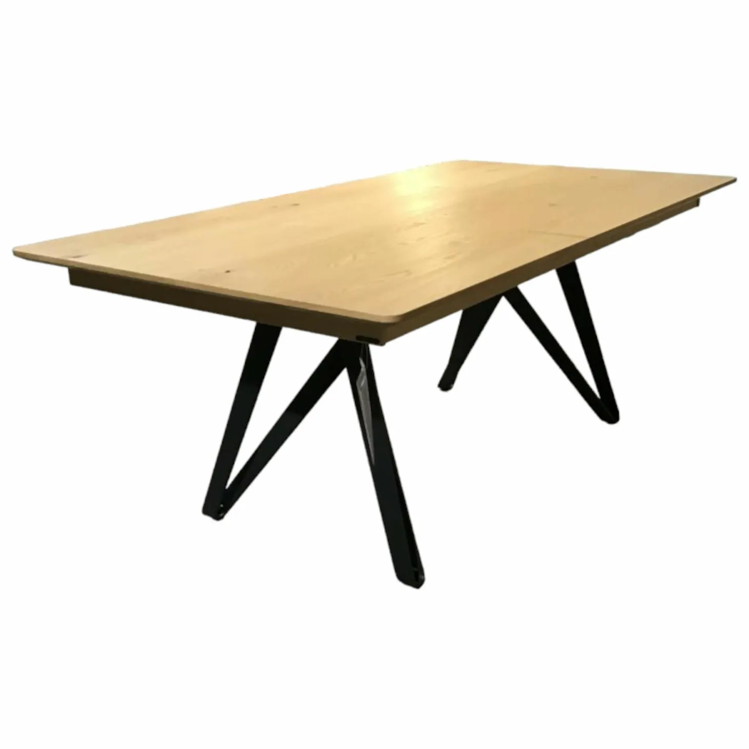 Esstisch ET116 Ron Wildeiche Hell Soft Gebürstet Gestell Anthrazit mit Klappeinlage