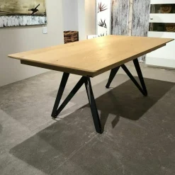 Esstisch ET116 Ron Wildeiche Hell Soft Gebürstet Gestell Anthrazit mit Klappeinlage