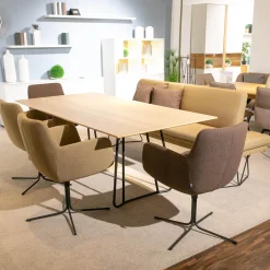 Esstisch Fix LS23 Almon Platte Echtholzfurnier Asteiche Bianco Gestell Metall Schwarz