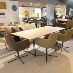 Esstisch Fix LS23 Almon Platte Echtholzfurnier Asteiche Bianco Gestell Metall Schwarz