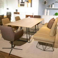 Esstisch Fix LS23 Almon Platte Echtholzfurnier Asteiche Bianco Gestell Metall Schwarz