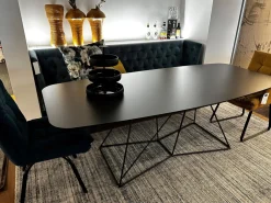 Esstisch Flow Platte HPL Anthrazit Drahtgestell Schwarz