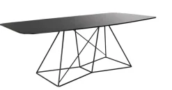 Esstisch Flow Platte HPL Schwarz Drahtgestell Stahl Tiefschwarz Matt