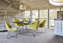 Esstisch Flow Platte HPL Schwarz Drahtgestell Stahl Tiefschwarz Matt