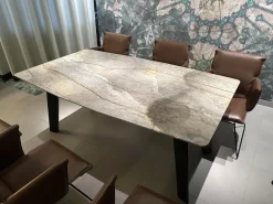 Esstisch Fontana Platte Stein Oxford Grey Grau Gestell Eiche Dunkelgrau Ausziehbar