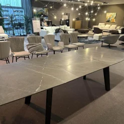 Esstisch Fontana Stein Grafit Brown Grau Gestell Mooreiche Gebeizt Lackiert Schwarz