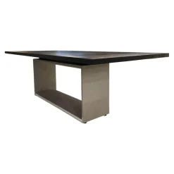 Esstisch Frame Platte Brandeiche Rustical Schwarz Strukturiert Gebürstet Gestell Beton