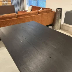 Esstisch Frame Platte Brandeiche Rustical Schwarz Strukturiert Gebürstet Gestell Beton