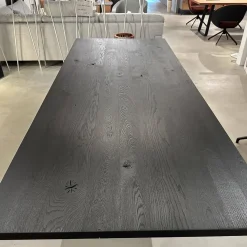 Esstisch Frame Platte Brandeiche Rustical Schwarz Strukturiert Gebürstet Gestell Beton