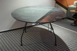 Esstisch Glossy Tischplatte Feinsteinzeug Marmoroptik Grün Gestell Stahl Schwarz