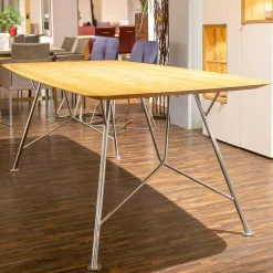 Esstisch GM Tempra Asteiche Gestell Metall Chrom Hochglanz